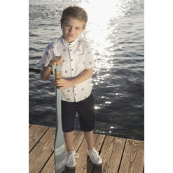 Chemise Manches Courtes Col Mao Pour Garçon -Orchestra HGAMFU BLA 11 X