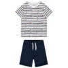 Ensemble De Plage T-shirt Rayé + Short Pour Garçon