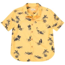 Chemise Manches Courtes Imprimé Surfs/palmiers/bateaux Pour Garçon