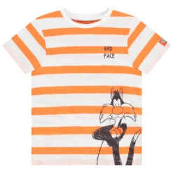 T-shirt Manches Courtes à Rayures Print Grosminet (Looney Tunes) Pour Garçon