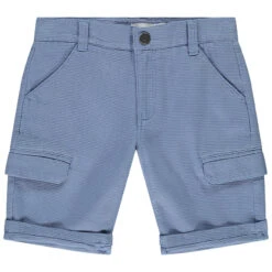 Bermuda Court Effet Nid D'abeille Bleu Pour Garçon