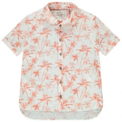 Chemise Manches Courtes En Coton Imprimé Palmiers Pour Garçon