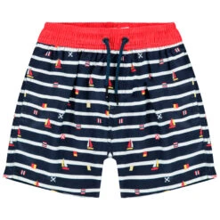 Short De Bain à Rayures En Microfibre Et Mesh Pour Garçon