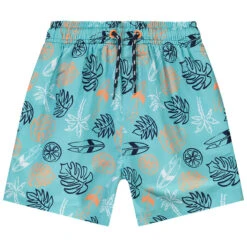 Short De Bain Imprimé Feuilles/planches De Surf Pour Garçon