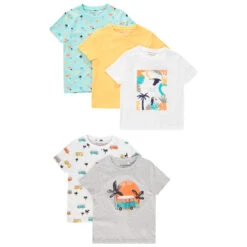 Lot De 5 T-shirts Manches Courtes Pour Enfant Garçon