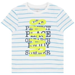 T-shirt Manches Courtes Rayé Print Fluo Pour Garçon