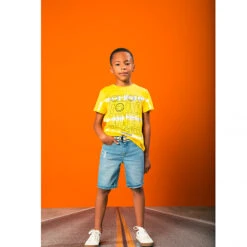 Bermuda En Jean Délavé Avec Ceinture Pour Garçon -Orchestra HGAMMV BLC 5 X