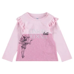 Tee-shirt Manches Longues Bicolore Avec Print Fée Clorchette Disney