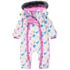 Combi-pilote De Ski à Pois Contrastés Et Fausse Fourrure