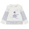 T-shirt Manches Longues En Coton à Danseuse Brodée Et Rayures Pour Bébé Fille