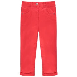 Pantalon Rouge Uni En Twill Doublé Jersey Et Poches Forme Chat