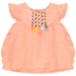 Tunique Manches Courtes à Broderies Et Pompons