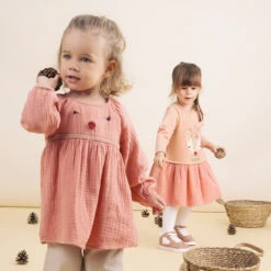 Tunique Manches Longues En Coton Tubique Et Broderies -Orchestra HI00RP ROF 15 X