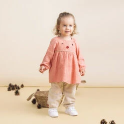 Tunique Manches Longues En Coton Tubique Et Broderies -Orchestra HI00RP ROF 16 X