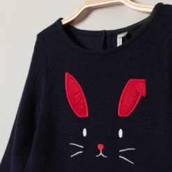 Robe Effet 2 En 1 Manches Longues Broderie Lapin -Orchestra HI00T2 BLF 3 X