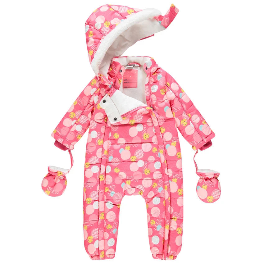 Combinaison De Ski Doublée Micropolaire Imprimée Smiley Baby All-over 1 Combinaison De Ski Doublée Micropolaire Imprimée Smiley Baby All-over