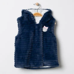 Gilet Sans Manches à Capuche En Sherpa Badge Lune