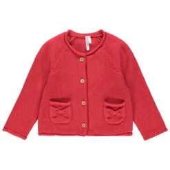 Gilet En Tricot Rose à Poches Pour Bébé Fille