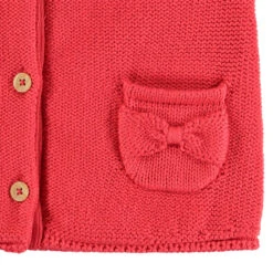 Gilet En Tricot Rose à Poches Pour Bébé Fille -Orchestra HI00VP RGM 3 X