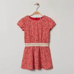 Robe Manches Courtes à Pois All-over Et élastique Brillant