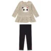 Ensemble Avec Tunique Motif Panda Brodé Et Legging Côtelé