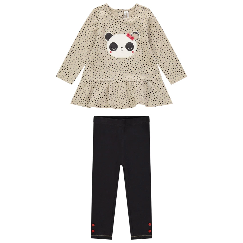 Ensemble Avec Tunique Motif Panda Brodé Et Legging Côtelé 1 Ensemble Avec Tunique Motif Panda Brodé Et Legging Côtelé