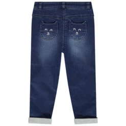 Jean Effet Délavé à Poches Arrières Forme Chat Pour Bébé Fille -Orchestra HI011E BLM 2 X