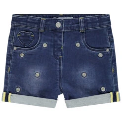 Short En Jean à Marguerites Brodées