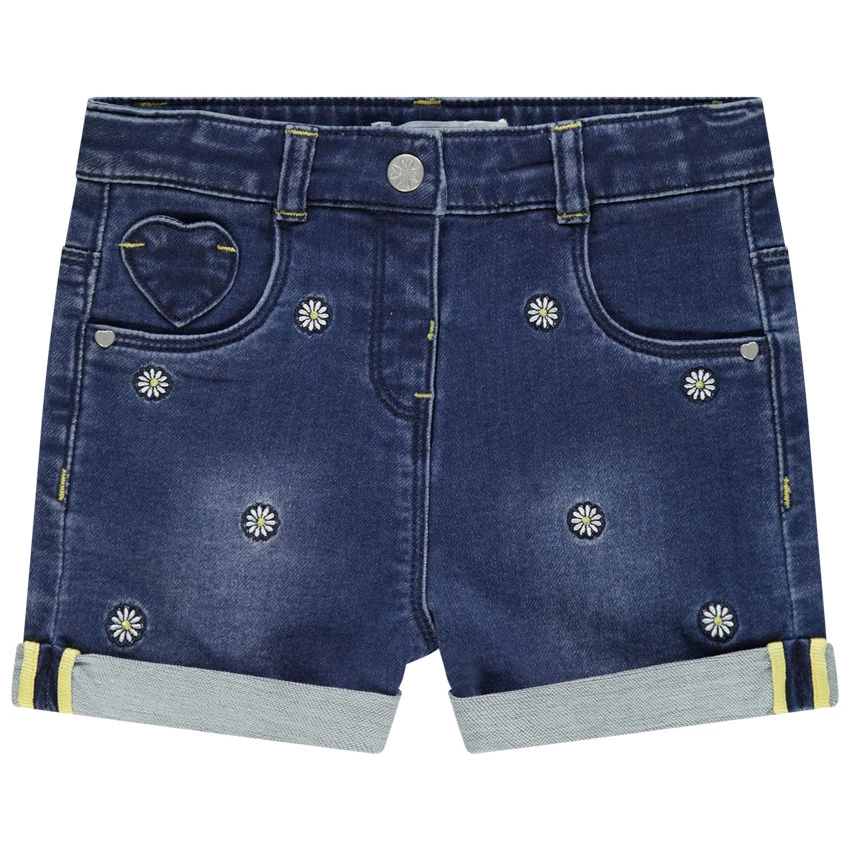 Short En Jean à Marguerites Brodées 1 Short En Jean à Marguerites Brodées