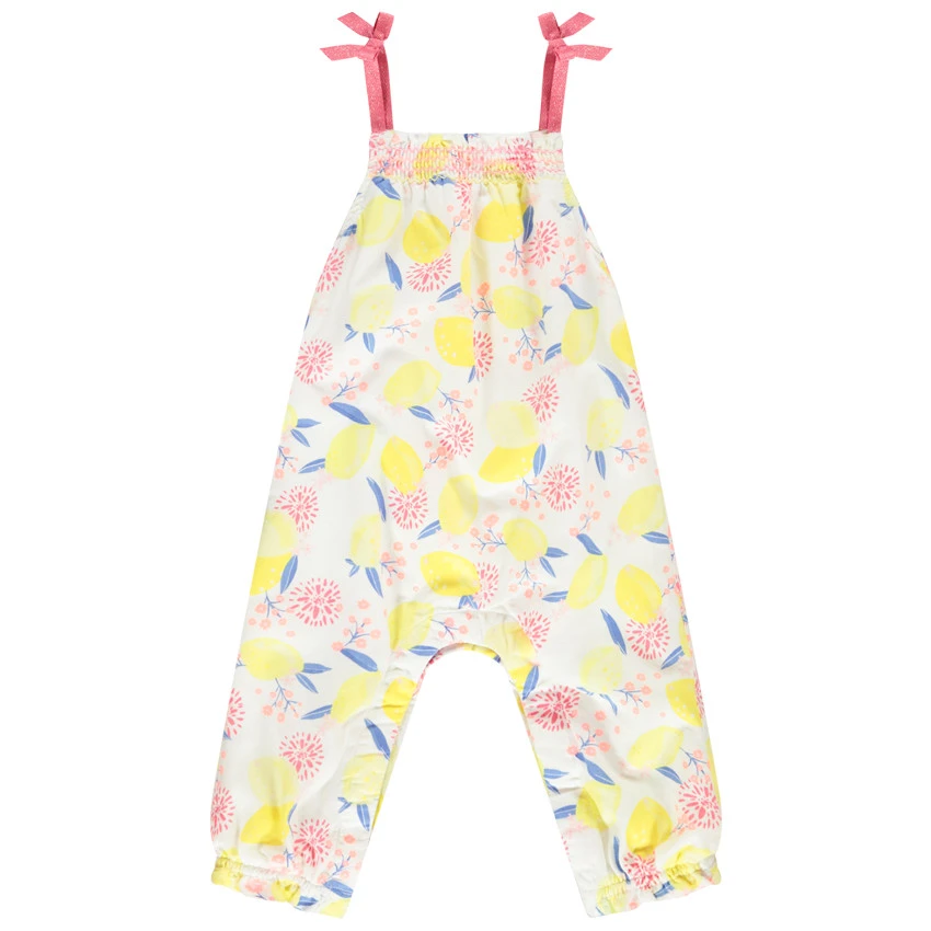 Combinaison Longue En Toile De Coton Imprimé Citrons Pour Bébé Fille 1 Combinaison Longue En Toile De Coton Imprimé Citrons Pour Bébé Fille