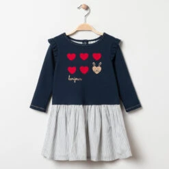 Robe Manches Longues Effet 2 En 1 à Coeurs Et Paillettes