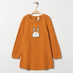 Robe En Tricot Motif Lapin Pour Bébé Fille