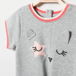 Robe Manches Courtes Pour Bébé Fille Motif Chat -Orchestra HI017X GRC 3 X