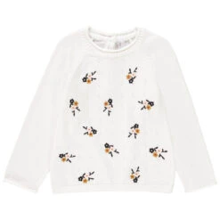Pull En Tricot à Fleurs Brodées Pour Bébé Fille