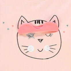 Ensemble Avec Tunique Volantée Print Chat Ludique Et Pantalon à Pois -Orchestra HI0188 ROC 3 X