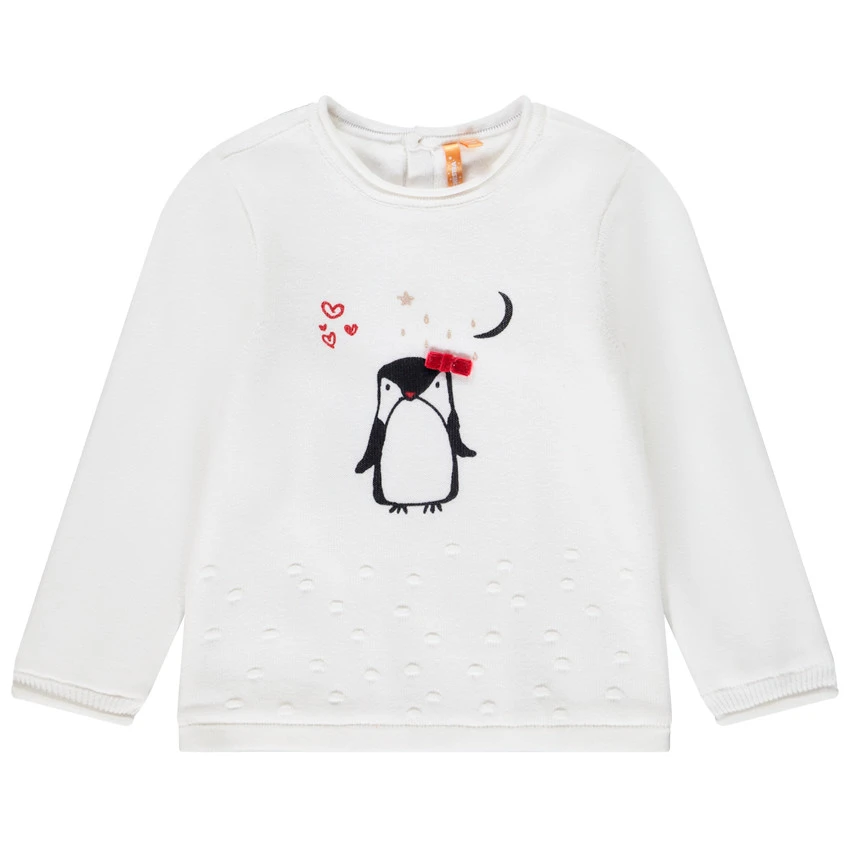 Pull En Tricot Print Pingouin Et Touches De Paillettes Pour Bébé Fille 1 Pull En Tricot Print Pingouin Et Touches De Paillettes Pour Bébé Fille