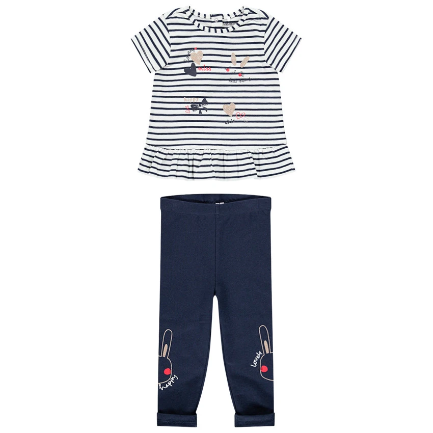 Ensemble Avec Tunique Rayée Et Legging Pour Bébé Fille 1 Ensemble Avec Tunique Rayée Et Legging Pour Bébé Fille