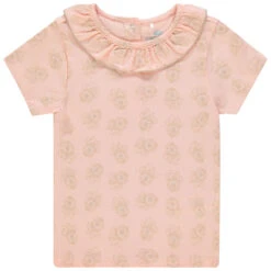 T-shirt Manches Courtes à Col Volanté Et Imprimé Minnie Disney