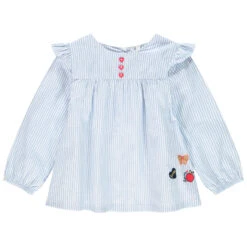 Tunique Manches Longues En Coton à Rayures Et Motifs Brodés