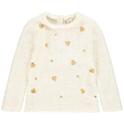 Pull Chenille à Coeurs Dorés Pour Bébé Fille