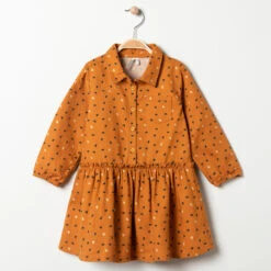 Robe Manches Longues Camel Imprimée Pour Bébé Fille