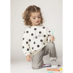 Sweat En Molleton à Pois Et Texte Brodé Pour Bébé Fille -Orchestra HI01BY ECR 11 X