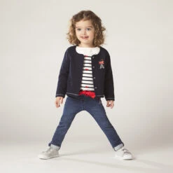 Gilet En Maille Avec Noeud Pour Bébé Fille -Orchestra HI01CF BLF 11 X