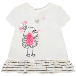 Tunique Manches Courtes En Maille Pour Bébé Fille