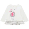 Tunique Manches Longues Print Oiseau Pour Bébé Fille