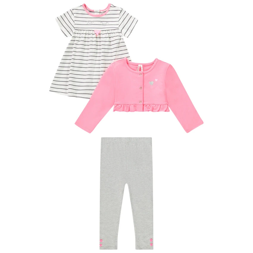 Ensemble 3 Pièces Tunique, Gilet Et Legging Pour Bébé Fille 1 Ensemble 3 Pièces Tunique, Gilet Et Legging Pour Bébé Fille
