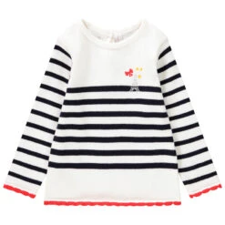 Pull Marinière Avec Patch Pour Bébé Fille