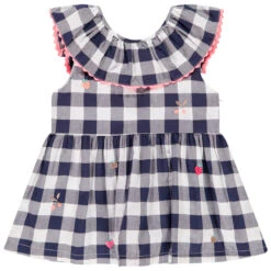 Tunique Manches Courtes à Carreaux Pour Bébé Fille