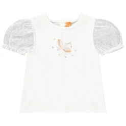 T-shirt Manches Courtes De Cérémonie En Tulle Pour Bébé Fille