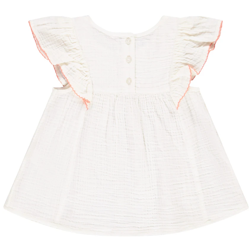 Tunique Manches Courtes Brodée En Double Gaze De Coton Pour Bébé Fille 2 Tunique Manches Courtes Brodée En Double Gaze De Coton Pour Bébé Fille – Image 2